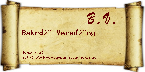 Bakró Versény névjegykártya